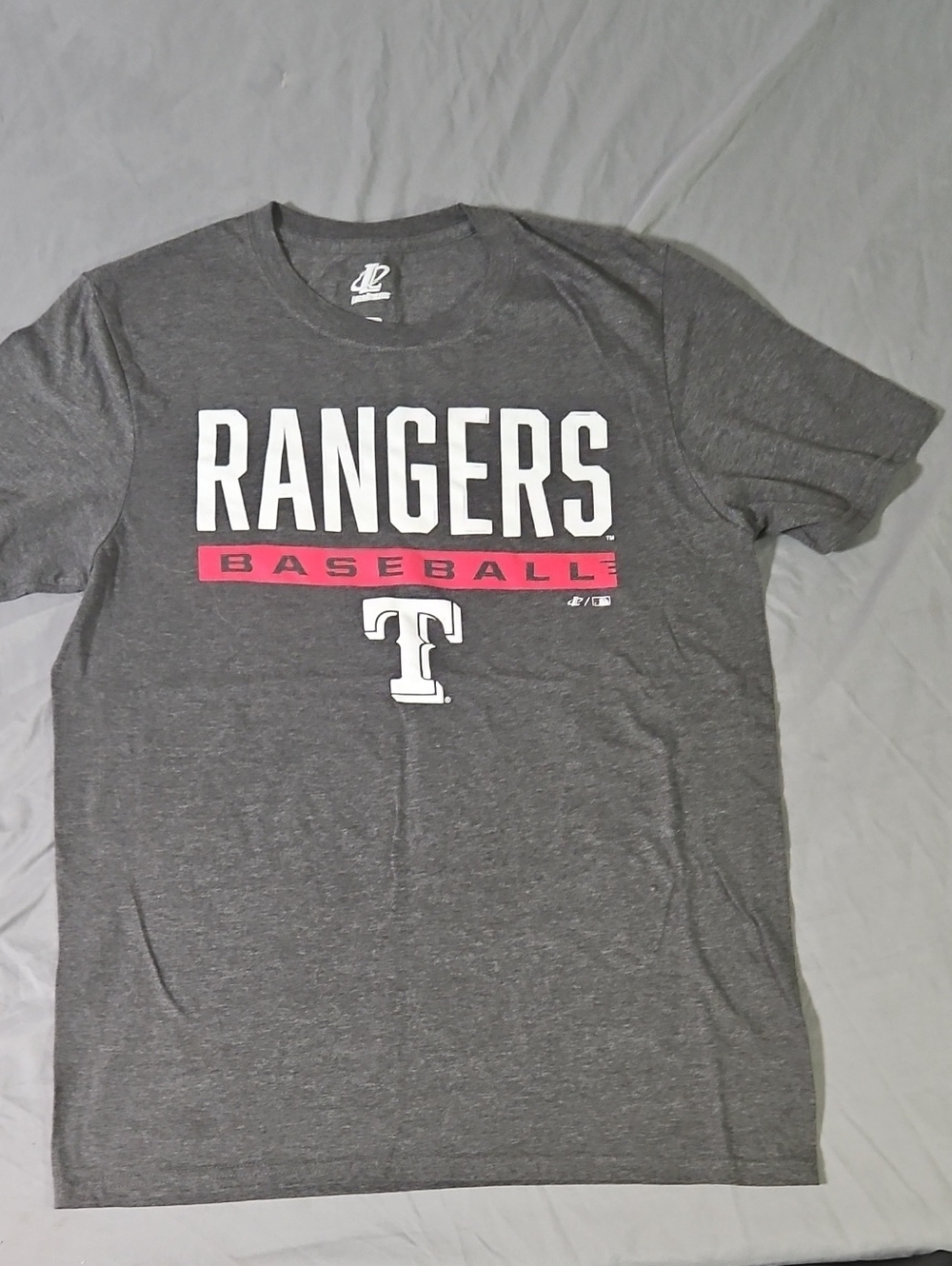 Logo Athletic Gray Rangers Baseball T-Shirt with Red Accent
